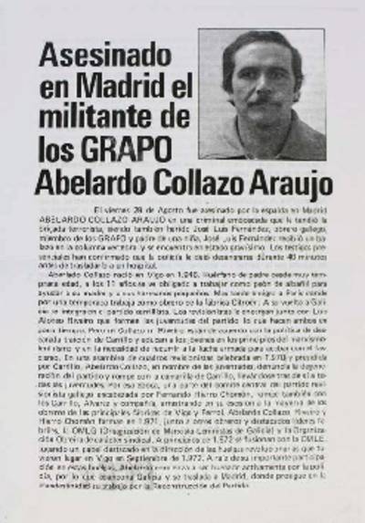 �Asesinado en Madrid el militante de los GRAPO Abelardo Collazo Araujo�