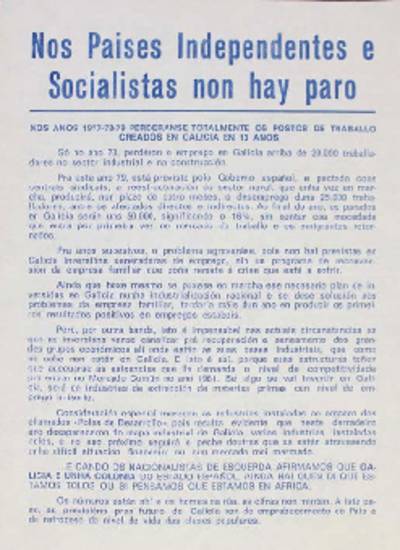 �Nos Paises Independentes e Socialistas non hay paro� 