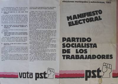 �Manifiesto electoral. Partido Socialista de los Trabajadores�