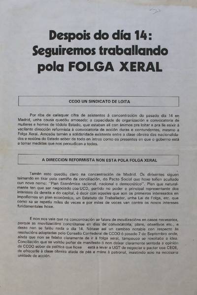 �Despois do d�a 14: Seguiremos traballando pola folga xeral�