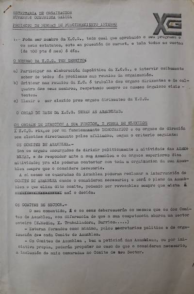 �Proiecto de normas de funcionamiento interno. XCG�