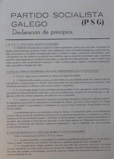 �Partido Socialista Galego. Declaraci�n de principios�