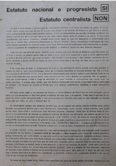 �Estatuto nacional e progresista si. Estatuto centralista non�