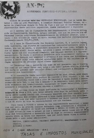 �Non a suba das tasas e impostos municipales�