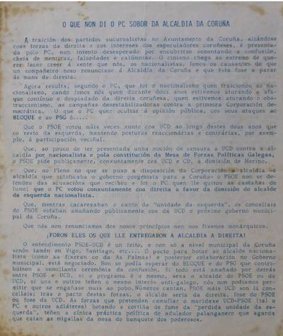 �O que non di o PC sobor da alcaldia da Coru�a�