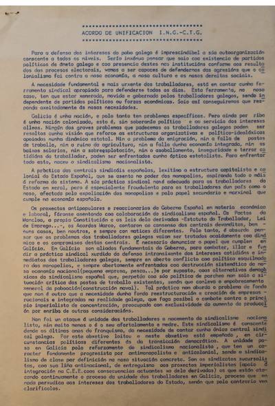 �Acordo de unificaci�n I.N.G- C.T.G�