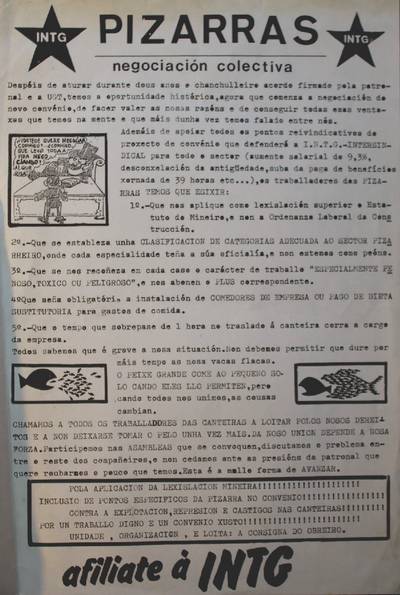 Chamamento aos traballadores do sector das pizarras � acci�n sindical de cara �s negociaci�ns do novo convenio