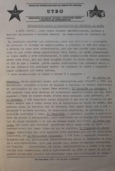 �Informacion sobre a negociacion do convenio da banca�