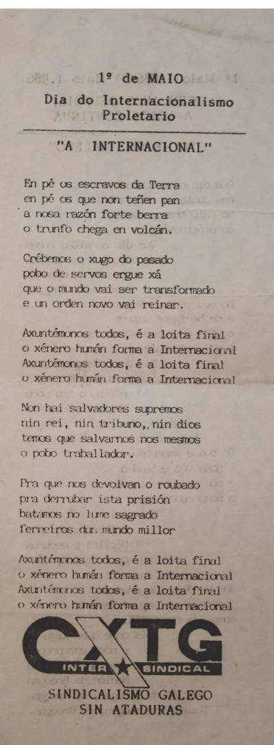 �1� de maio Dia do Internacionalismo Proletario�