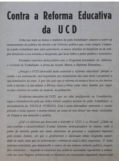 �Contra a reforma educativa da UCD�