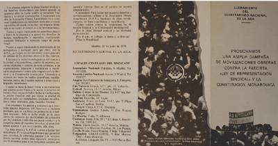 �Promovamos una amplia campa�a de movilizaciones obreras contra la fascista Ley de Representaci�n Sindical y la constituci�n de la Monarqu�a�