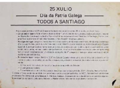 �25 de xulio. D�a da Patria Galega. Todos a Santiago�