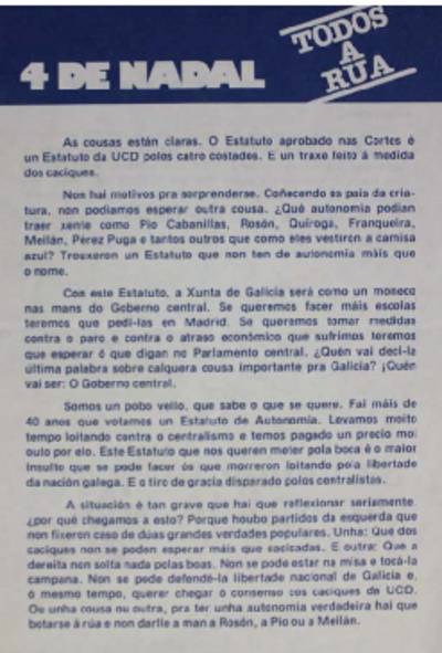 �4 de nadal. Todos a rua�