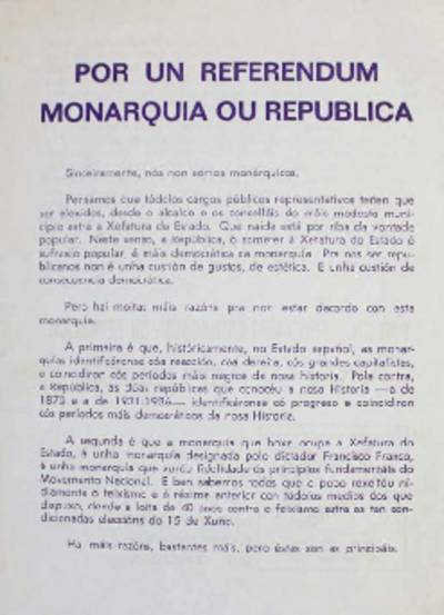 �Por un referedum monarquia ou republica�