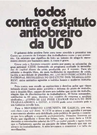 �Todos contra o Estatuto antiobreiro da UCD�
