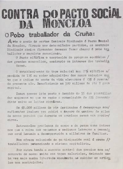 �Contra do pacto social da Moncloa�