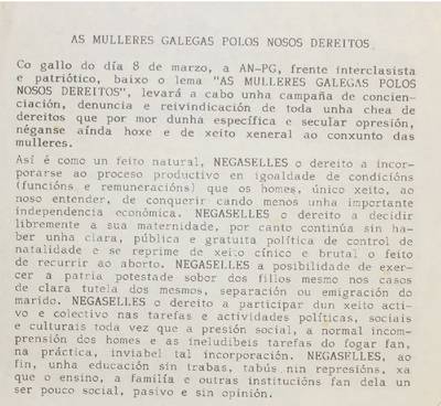 �As mulleres galegas polos nosos dereitos�