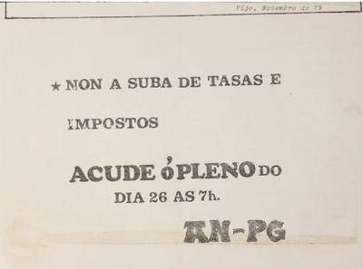 �Non a suba de tasas e impostos�