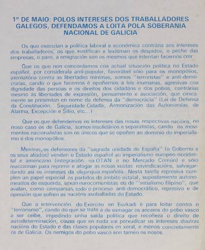 �Polos intereses dos traballadores galegos�