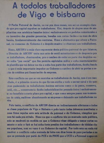 �A todolos traballadores de Vigo e bisbarra�