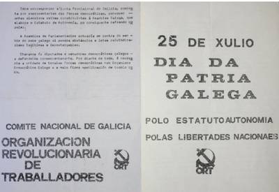�25 de xullo. Dia da patria galega. Polo Estatuto Autonomia. Polas libertades nacionaes�