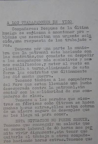 �A los trabajadores de Vigo�