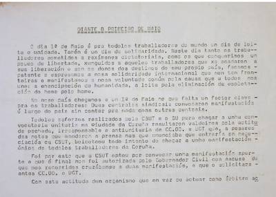 �Diante o primeiro de maio�