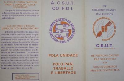�Pola unidade. Polo pan, traballo e libertade�